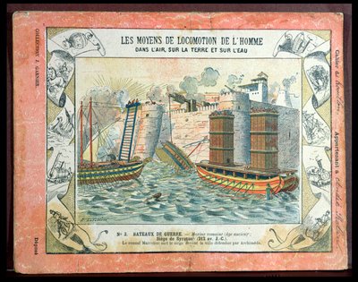 Cover of school exercise book illustrating the siege of Syracuse by the Romans under the consul Marcus Claudius Marcellus in 212 BC by E. Letellier
